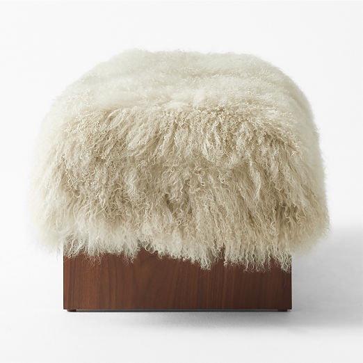 Socca 55" Taupe Sheepskin Upholstered Bench