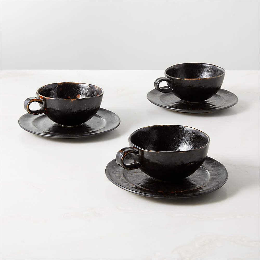 Large Coffee Cup, Modern Ceramic Cup With a Saucer, Black & White Coffee Mug,  Minimalist Mug, Cappuccino Mug, Pottery Coffee Lovers Gift 