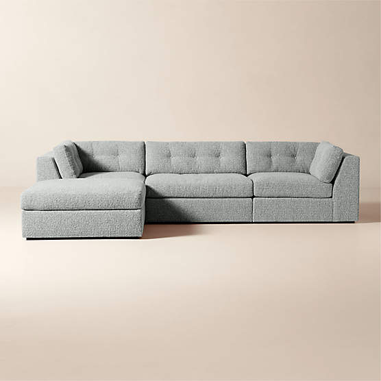 Sohla 4-Piece L-Shaped Grey Boucle Sectional Sofa
