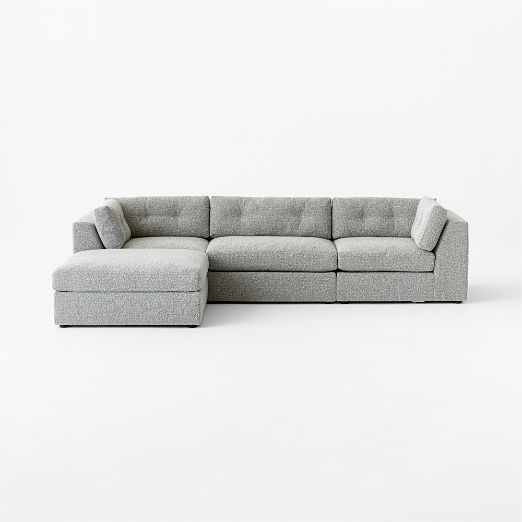 Sohla 4-Piece L-Shaped Grey Boucle Sectional Sofa