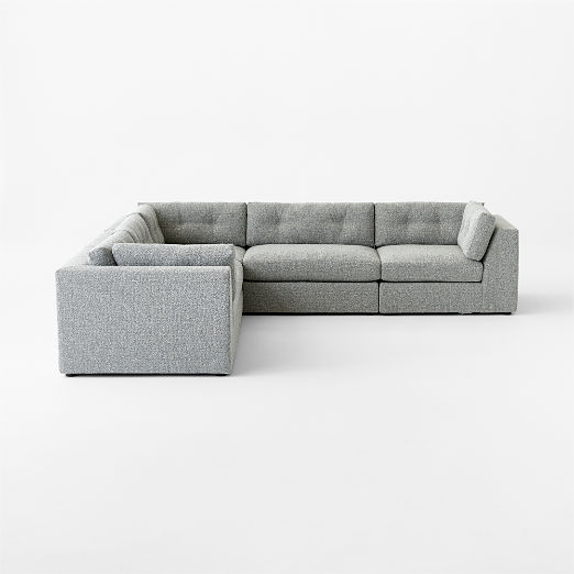 Sohla 5-Piece L-Shaped Grey Boucle Sectional Sofa