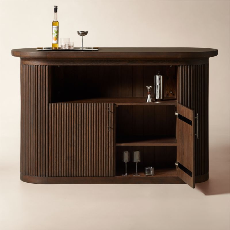 Solero 42" Fluted Dark Oak Wood Standing Bar - image 6 of 8