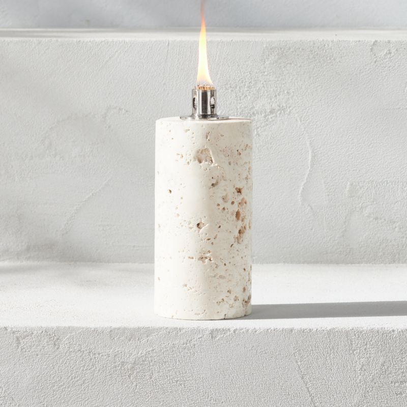 Somerset White Travertine Oil Lamp Small by Ross Cassidy - image 3 of 5