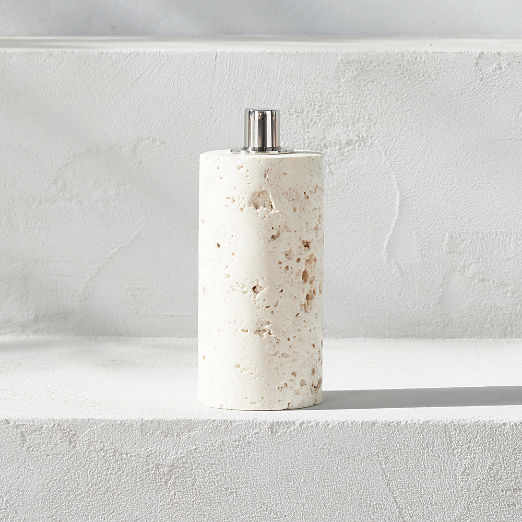 Somerset White Travertine Oil Lamp Small by Ross Cassidy