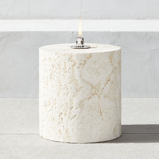 Somerset White Travertine Oil Lamp Large by Ross Cassidy