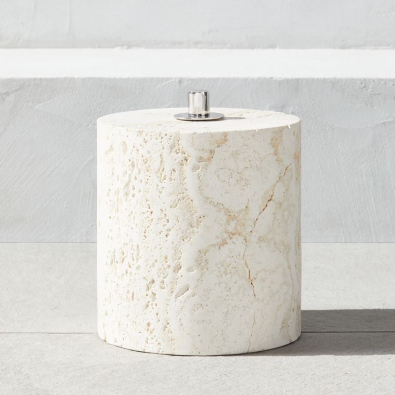 Somerset White Travertine Oil Lamp Large by Ross Cassidy + Reviews | CB2