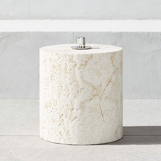 Somerset White Travertine Oil Lamp Large by Ross Cassidy