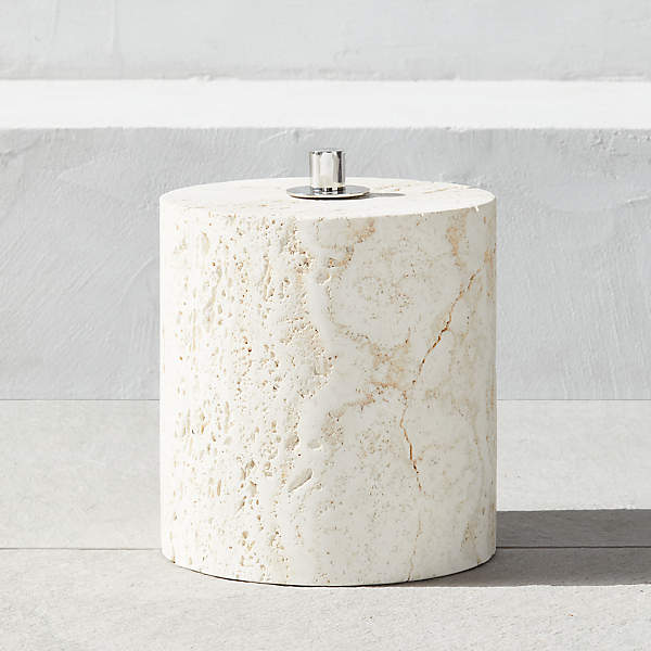 Somerset White Travertine Oil Lamp Large by Ross Cassidy