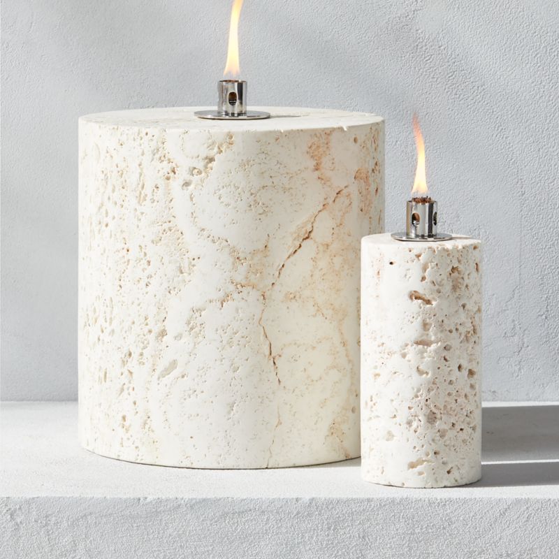 Somerset White Travertine Oil Lamp Small by Ross Cassidy - image 2 of 5