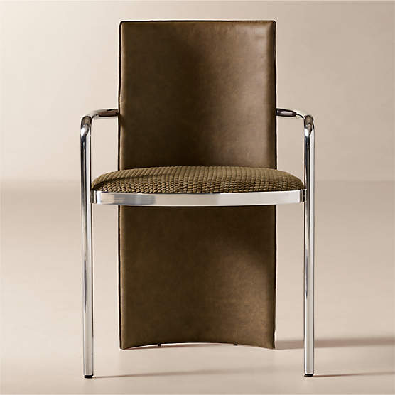 Somis Chestnut Brown Leather Dining Chair by Kravitz Design