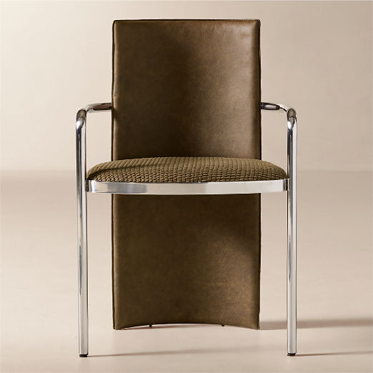 Somis Chestnut Brown Leather Dining Chair by Kravitz Design