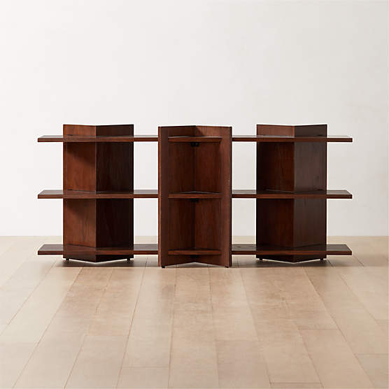 Scoop Modern Black Marble and Oak Wood Console Table CB2