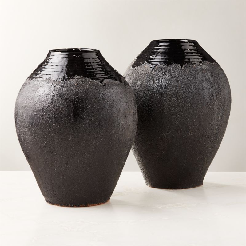 Somova Black Terracotta Vase + Reviews | CB2