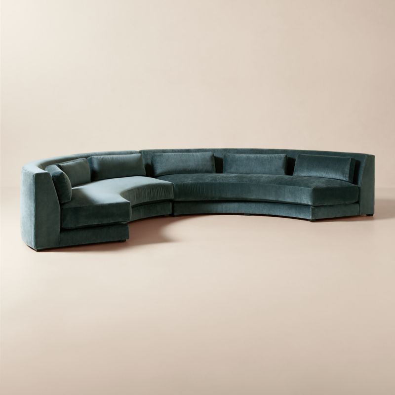 Sonora 2-Piece Curved Blue Performance Velvet Sectional - image 3 of 10