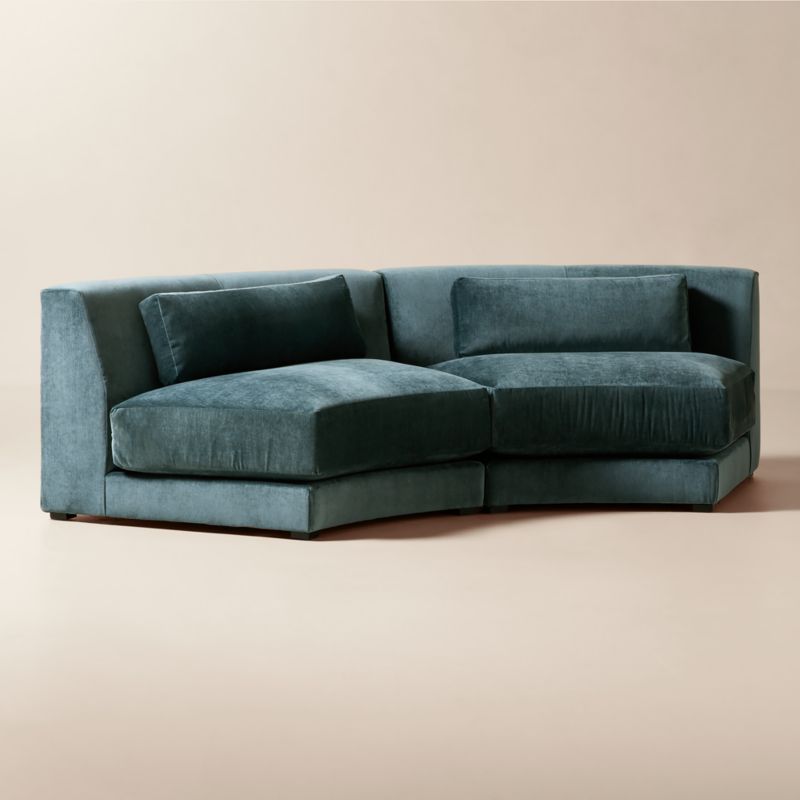 Sonora 2-Piece Curved Blue Performance Velvet Sectional Sofa - image 3 of 10