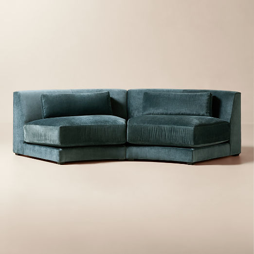 Sonora 2-Piece Curved Blue Performance Velvet Sectional Sofa