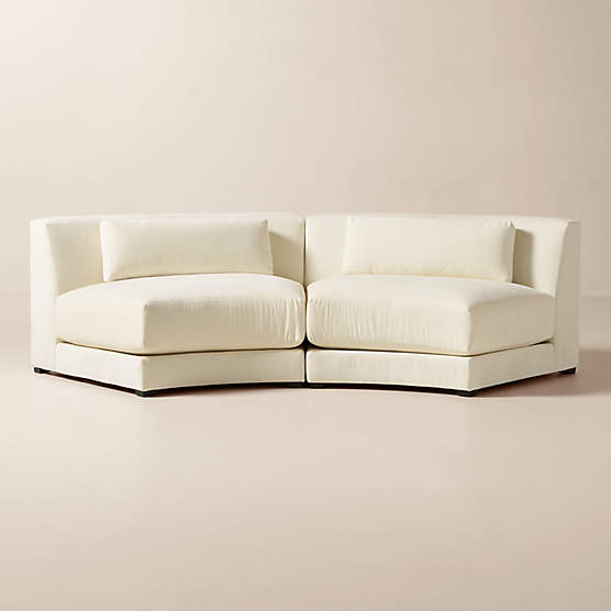 Sonora 2-Piece Curved Cream Performance Velvet Sectional Sofa