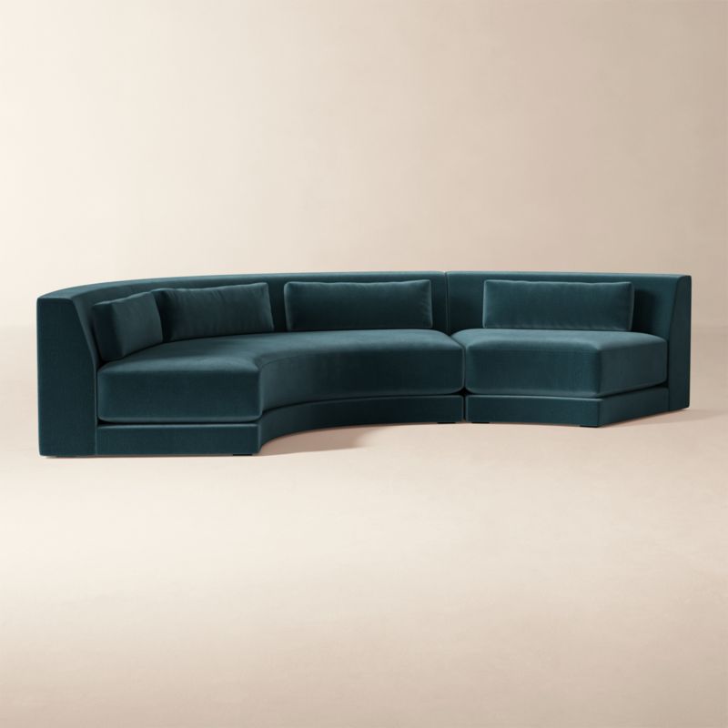Sonora 2-Piece Bue Performance Velvet Sectional with Sofa - image 2 of 8