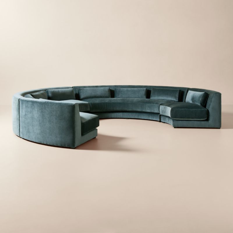 Sonora 4-Piece Curved Blue Performance Velvet Sectional - image 3 of 10