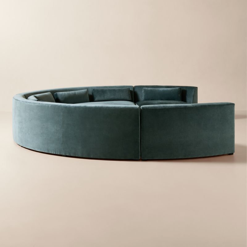 Sonora 4-Piece Curved Blue Performance Velvet Sectional - image 4 of 10