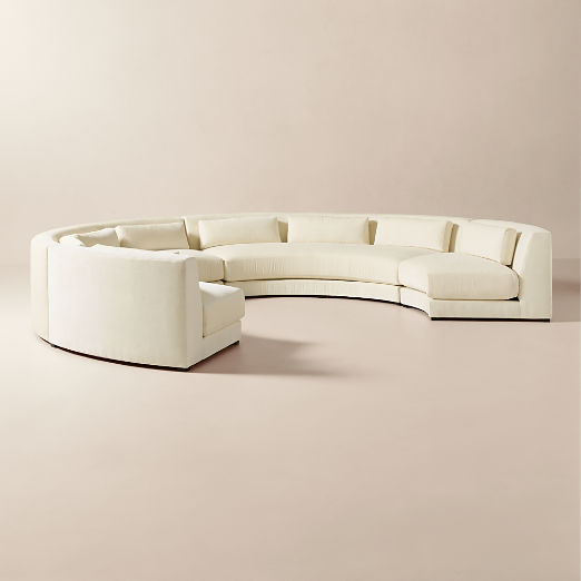 Sonora 4-Piece Curved Cream Performance Velvet Sectional