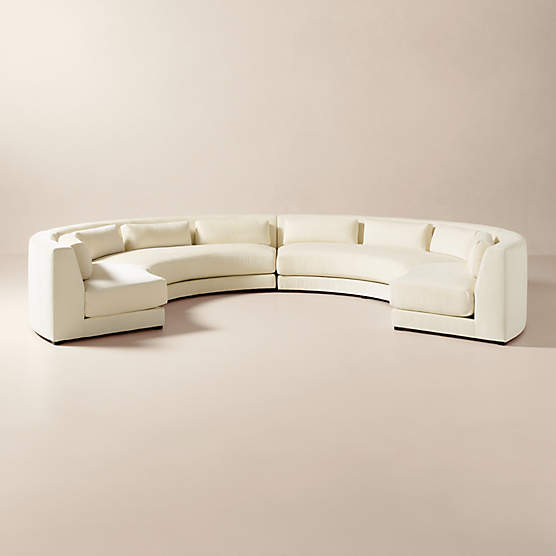Sonora 4-Piece Curved Cream Performance Velvet Sectional