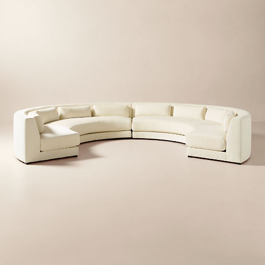 Sonora 4-Piece Curved Cream Performance Velvet Sectional