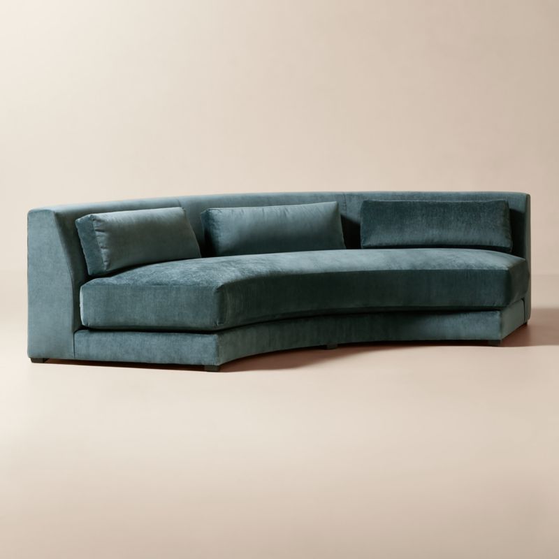 Sonora Blue Performance Velvet Curved Armless Sofa - image 2 of 8