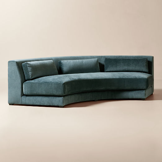 Sonora Blue Performance Velvet Curved Armless Sofa