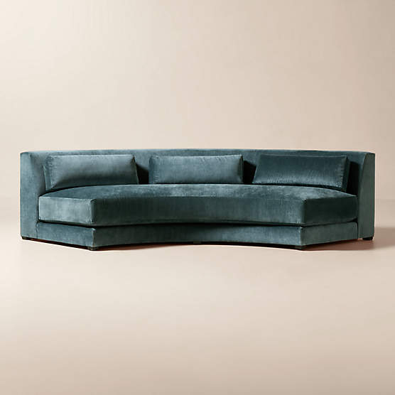 Sonora 119" Blue Performance Velvet Curved Armless Sofa