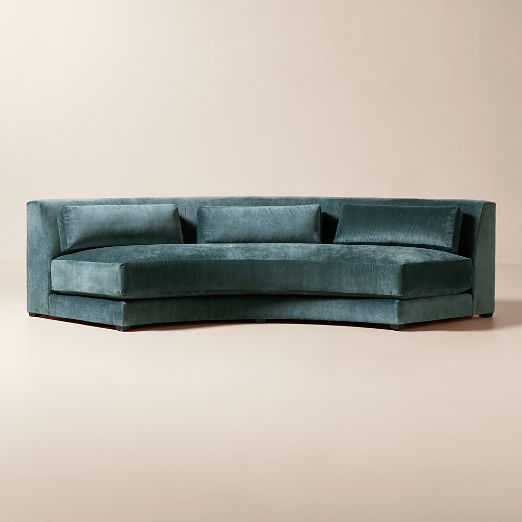 Sonora 119" Blue Performance Velvet Curved Armless Sofa