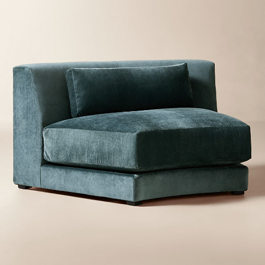 Sonora Blue Performance Velvet Curved Corner Chair