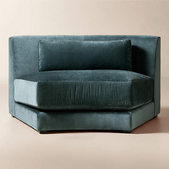 Sonora Blue Performance Velvet Curved Corner Chair