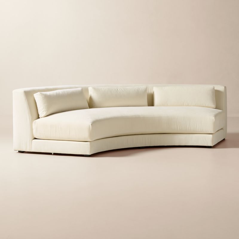 Sonora Curved Cream Performance Velvet Armless Sofa - image 2 of 8