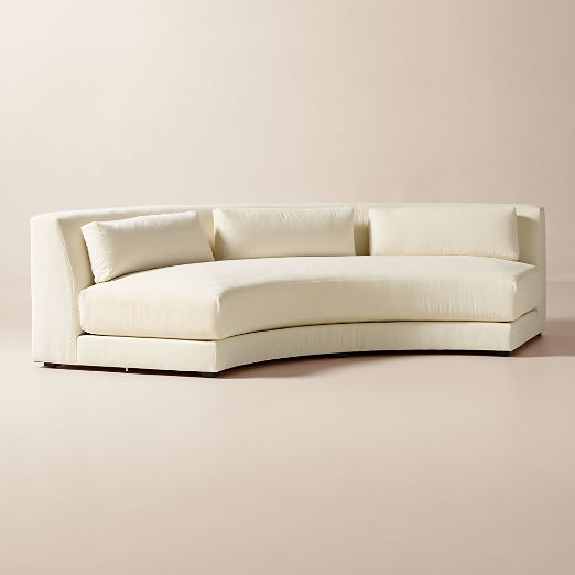 Sonora Curved Cream Performance Velvet Armless Sofa