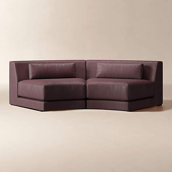 Sonora 2-Piece Small Modular Curved Leather Sectional Sofa