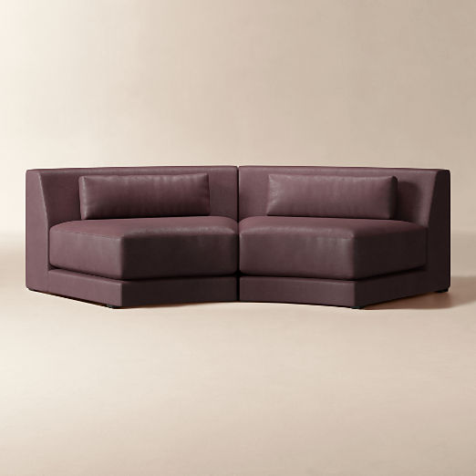 Sonora 2-Piece Small Modular Curved Leather Sectional Sofa