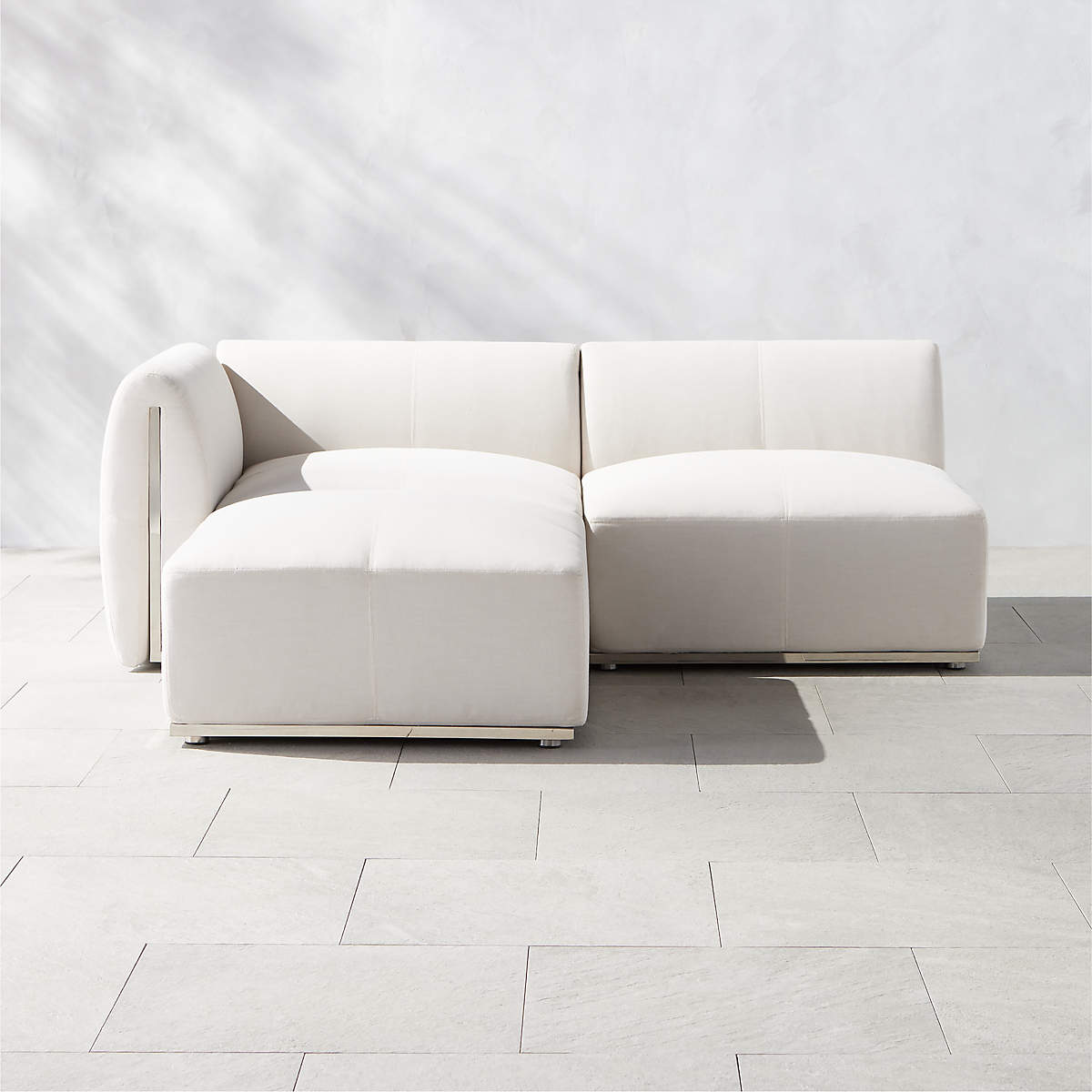 Sonya Modern Outdoor 3Piece Sectional with Neutral Sunbrella Cushions