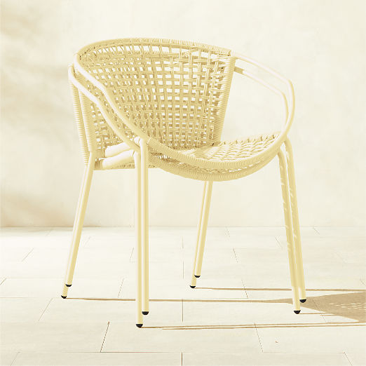 Sophia Yellow Woven Outdoor Dining Armchair