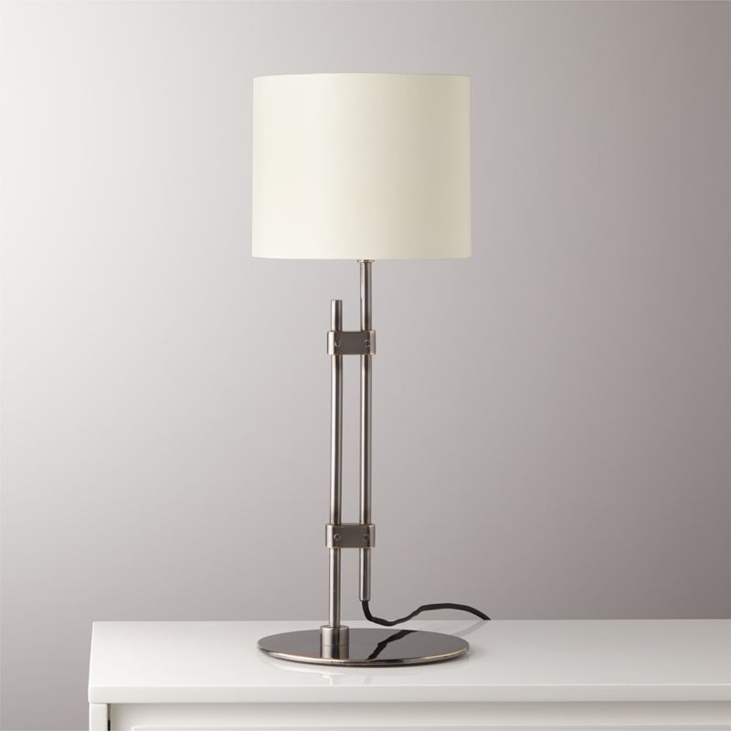 Soporte Blackened Brass Table Lamp Cb2, White Floor Lamp And Matching Table
