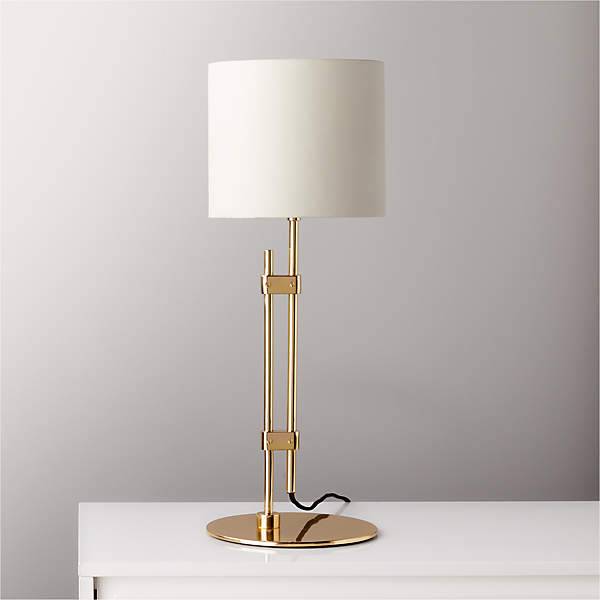 Soporte Polished Brass Table Lamp, Polished Brass Floor Lamp With Built In Table