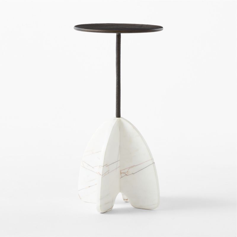 Spazio Bronze and White Marble Side Table - image 5 of 7