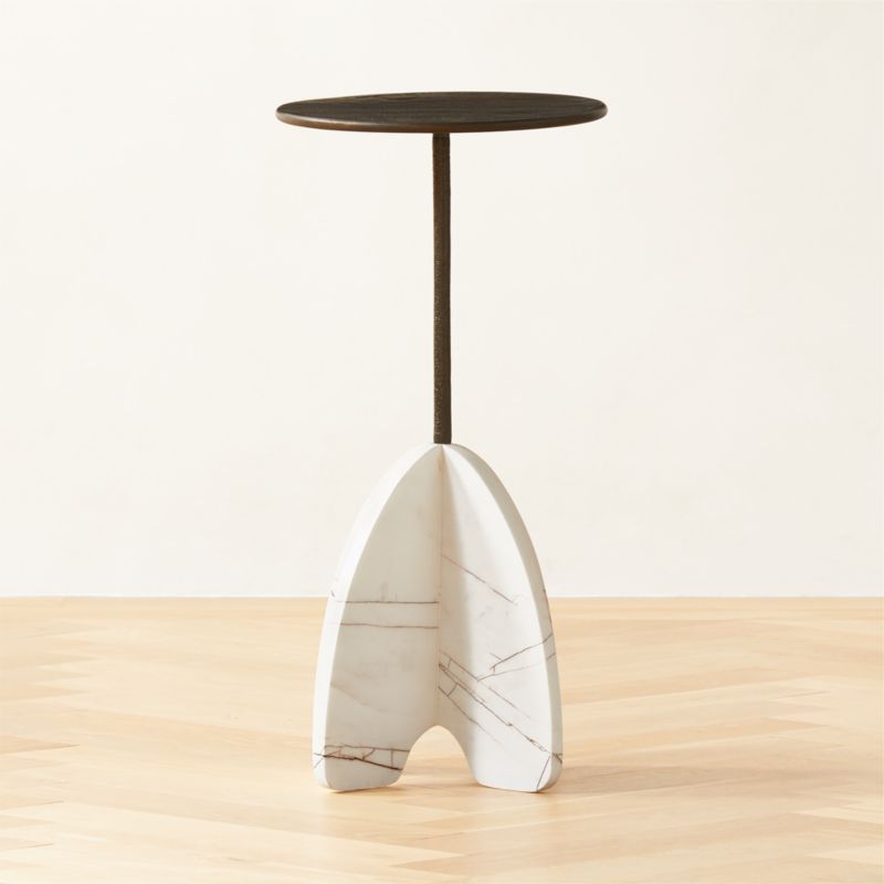 Spazio Bronze and White Marble Side Table - image 0 of 7