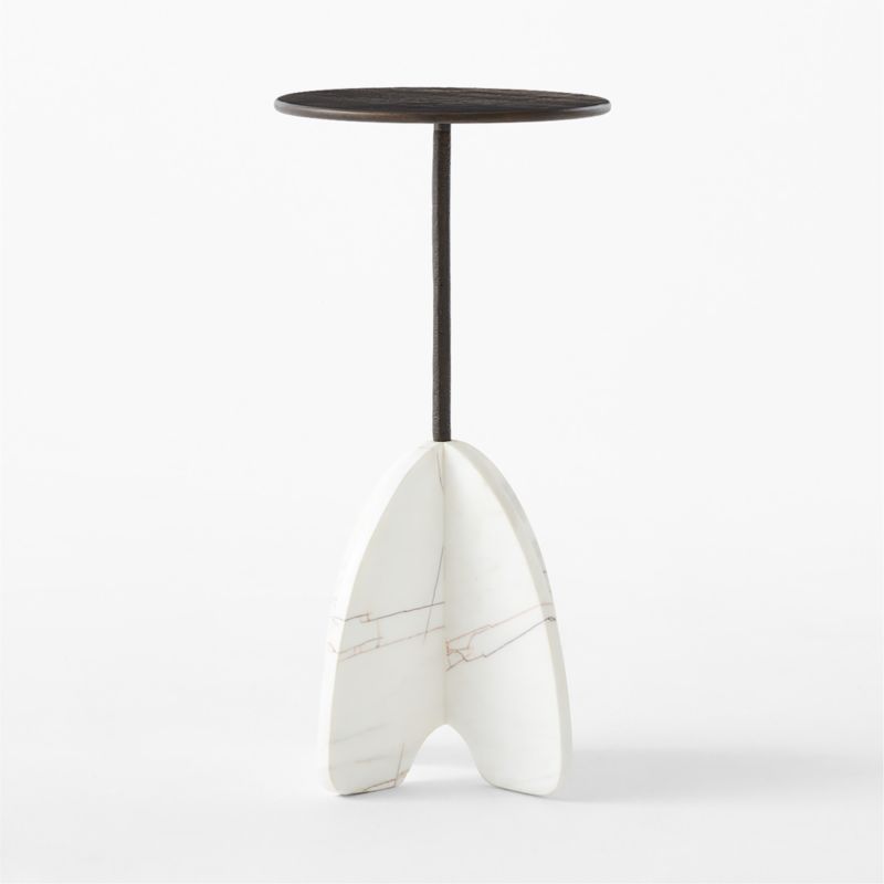 Spazio Bronze and White Marble Side Table - image 4 of 7