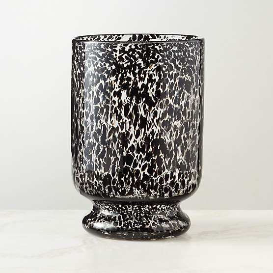 Coco Modern Ribbed Glass Dark Grey Hurricane Candle Holder Small