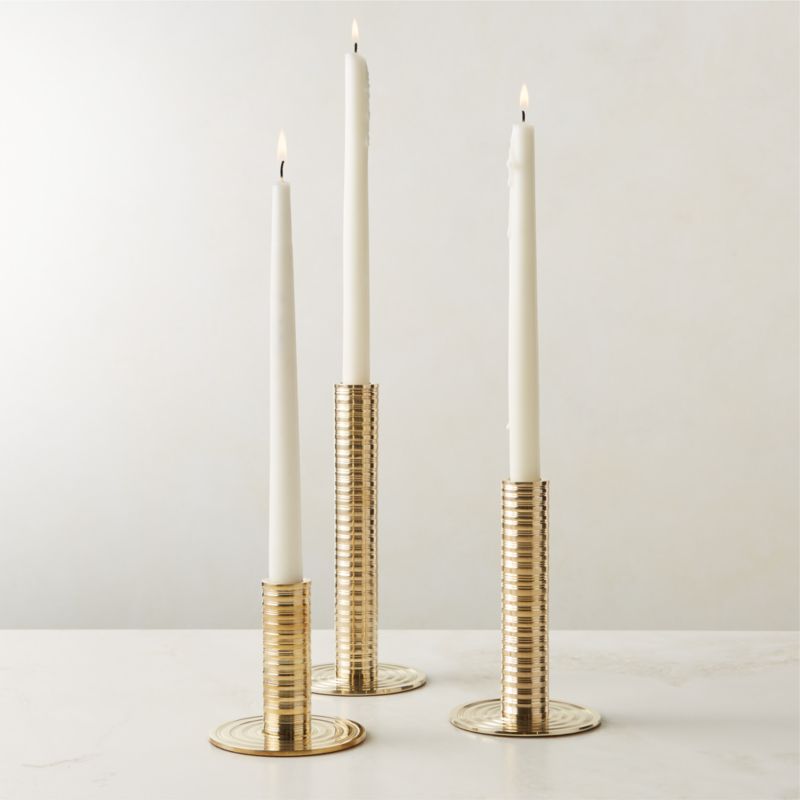 View Spencer Brass Taper Candle Holder Set of 3 details