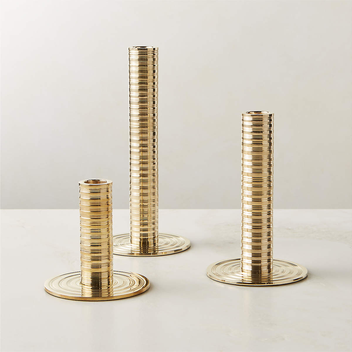 Spencer Brass Taper Candle Holder Set Of 3 | CB2