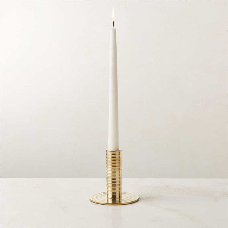 View Spencer Brass Taper Candle Holder Small details