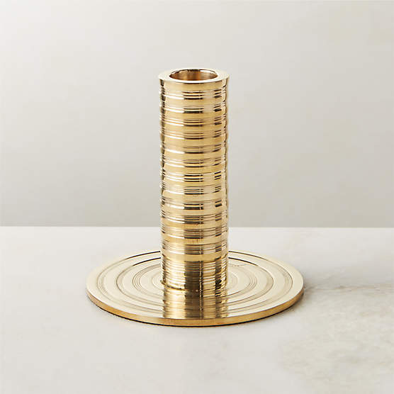 Spencer Brass Taper Candle Holder Large + Reviews CB2