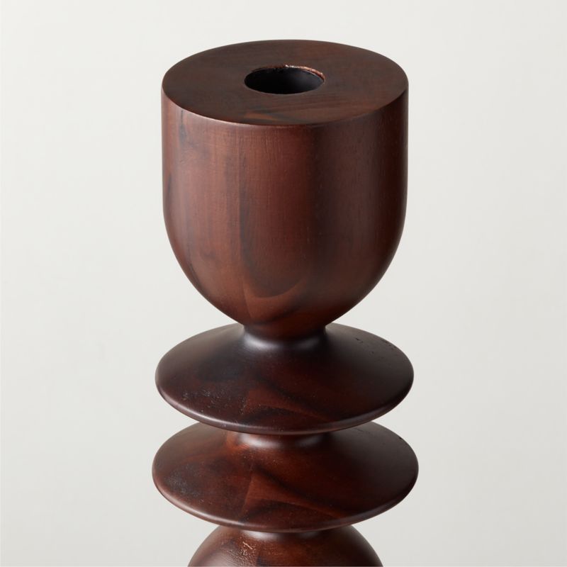 Spinet Round Acacia Wood Taper Candle Holder Large - image 3 of 6